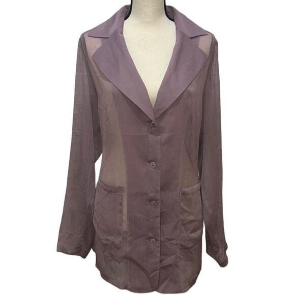 FTF Sheer Button-Down Shirt - Picture 2 of 13